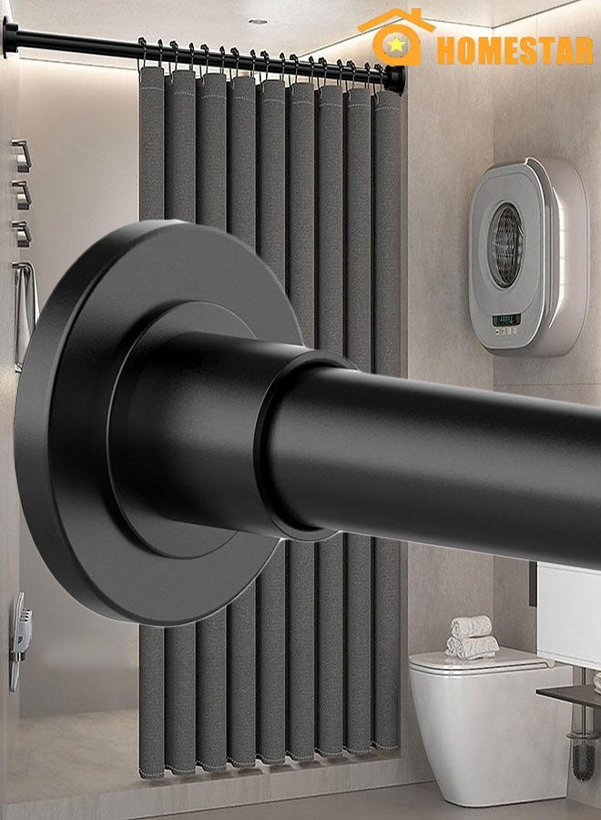 هومستر ستارة قضيب، الفولاذ المقاوم للصدأ الأسود ستارة قضيب، غير انزلاق، قابل للتعديل التوتر الربيع، لا الحفر (85-140 سم) - Image 1