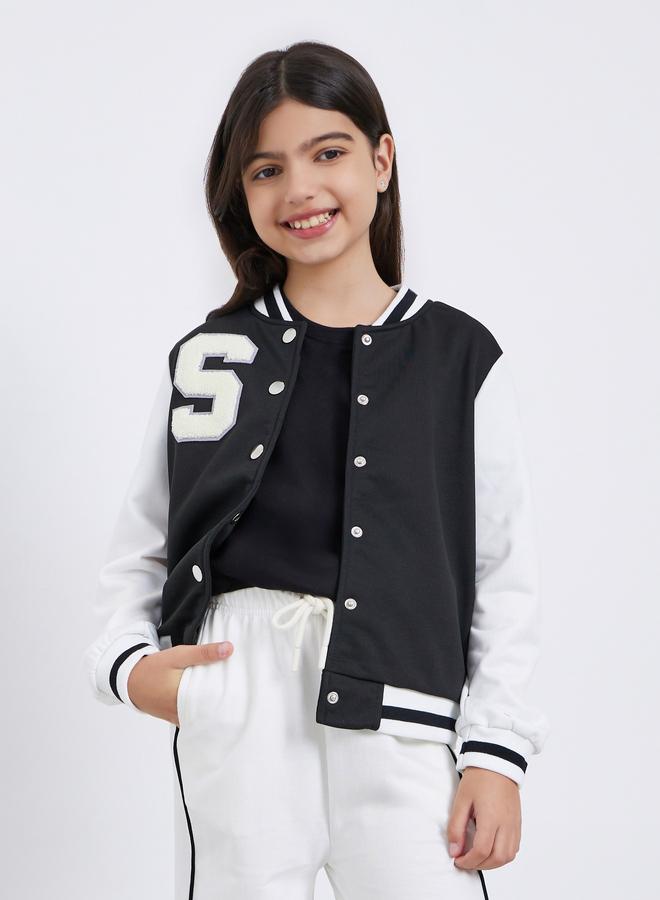 ستايلي جاكيت بومبر بألوان متداخلة وتفاصيل مطرزة - Image 1