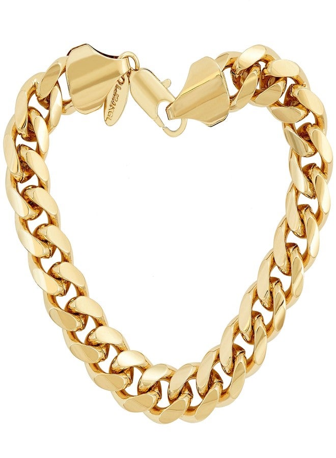 LIFETIME JEWELRY 11mm Miami Curb Cuban Link Chain Bracelet 24k Real Gold Plated (Gold, 10 inches) - Image 1