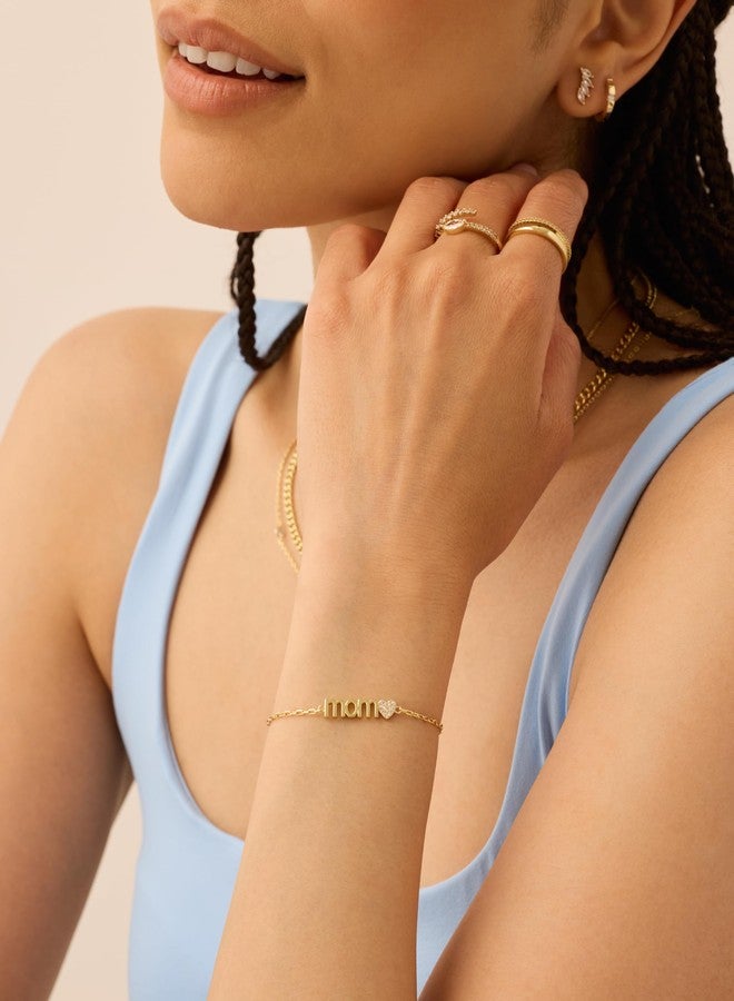 PAVOI 14K Yellow Gold Plated Mom Bracelet for Women | Dainty Bracelet Gift for Moms with Cubic Zirconia Accent - Image 3