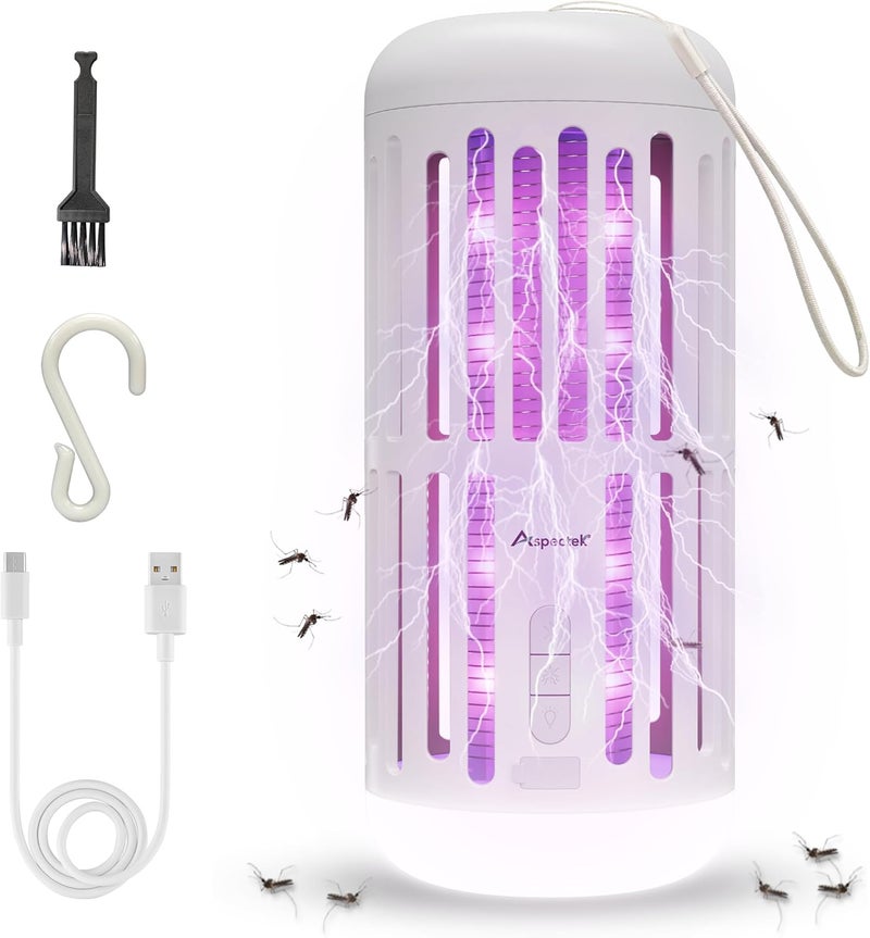 Aspectek Hangable Bug Zapper with Music Bluetooth Speaker – Rechargeable LED Mosquito Zapper and Ambient Light, Cordless Insect Device for Indoor/Outdoor Use, Patio, Camping, Garden – 3-in-1 Design, - Image 1
