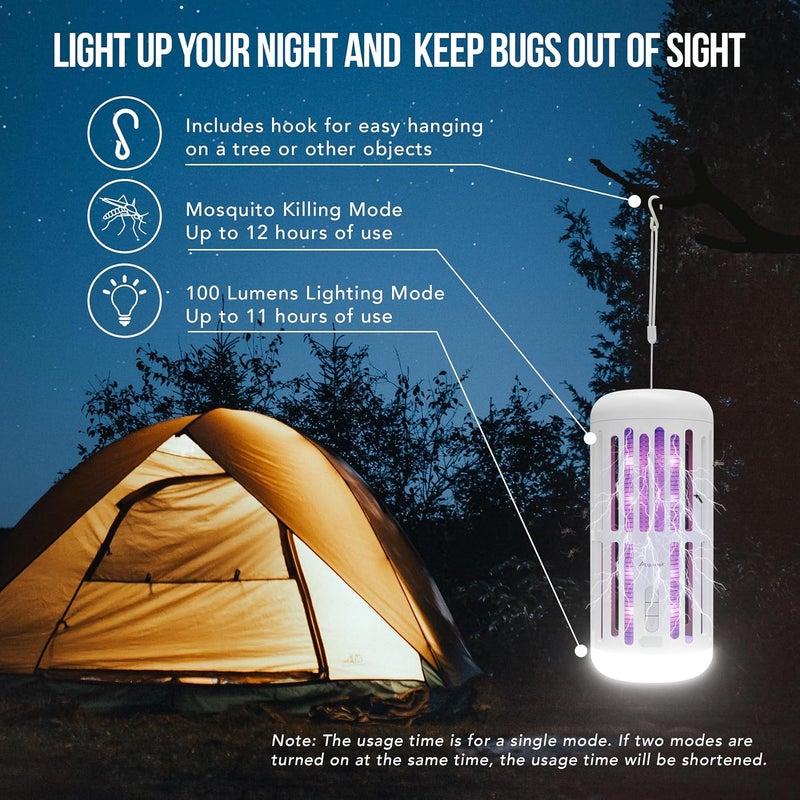 Aspectek Hangable Bug Zapper with Music Bluetooth Speaker – Rechargeable LED Mosquito Zapper and Ambient Light, Cordless Insect Device for Indoor/Outdoor Use, Patio, Camping, Garden – 3-in-1 Design, - Image 3