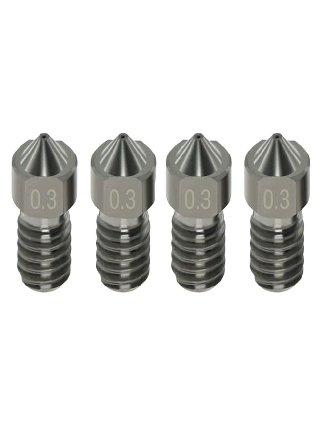 NIBEMINENT 4-Piece V6 Hardened 3D Printer Nozzle Set Silver  - Image 1