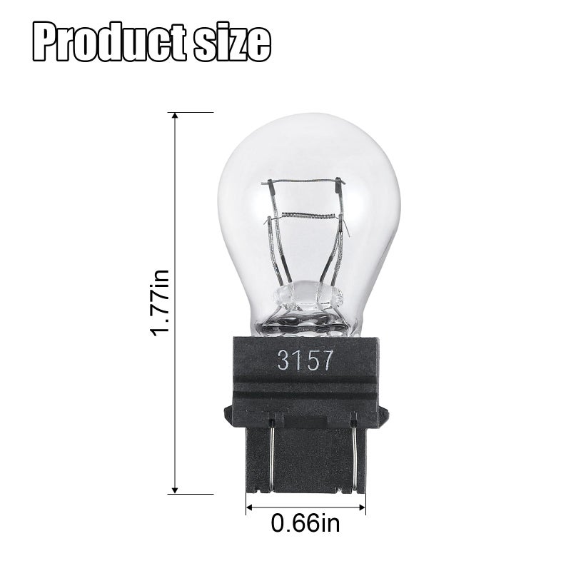DUSCOKE 3157 Car Halogen Light Bulb, 12V P27-7W 3000K Automotive Brake/Reverse/Tail/Turn Signal/Side Marker Light Replacement Bulbs, Universal Long-Life Miniature Bulb for Cars Trucks SUV (White-2PCS) - Image 2