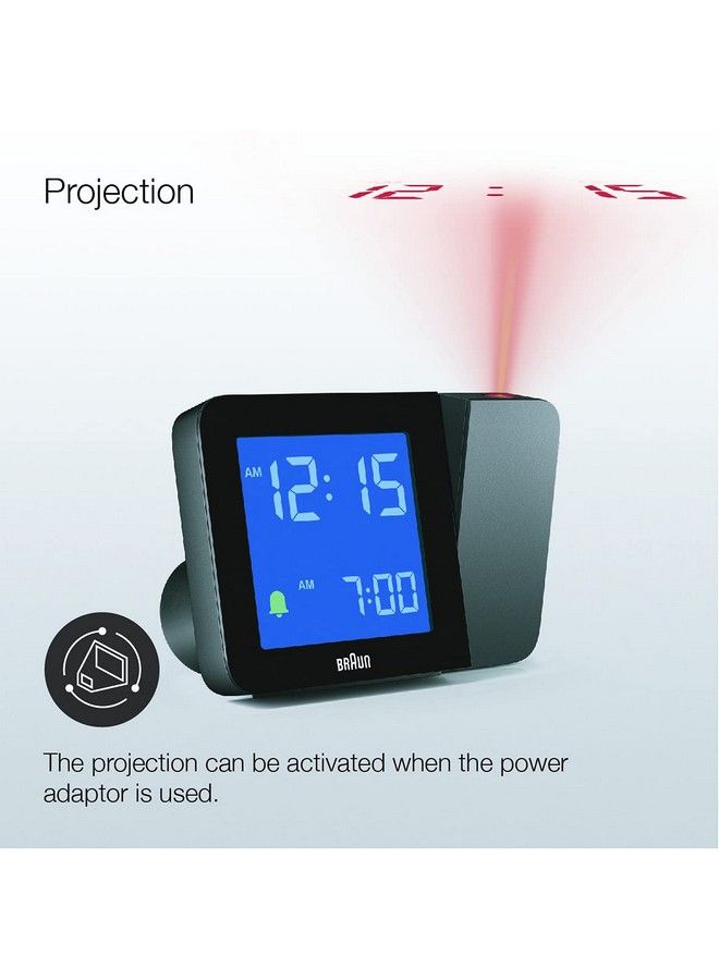BRAUN Digital Projection Alarm Clock With 4 Backlight Options Negative Lcd Display Quick Set Beep Alarm In Black Model Bc15B - Image 3