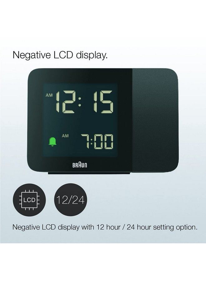 BRAUN Digital Projection Alarm Clock With 4 Backlight Options Negative Lcd Display Quick Set Beep Alarm In Black Model Bc15B - Image 4