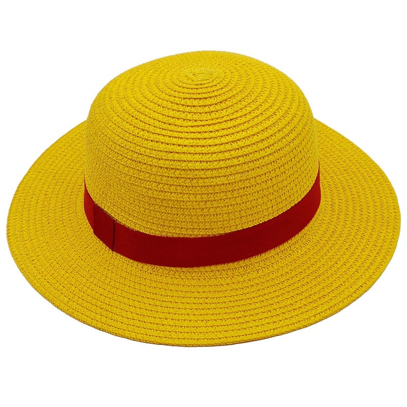 Memfish Straw Hat Yellow Strawhats with String Summer Beach Hats Head 22â€“22.8inch Performance Props for Youth Men Women - Image 1