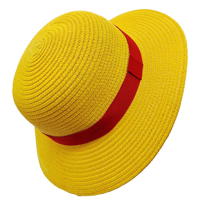 Memfish Straw Hat Yellow Strawhats with String Summer Beach Hats Head 22â€“22.8inch Performance Props for Youth Men Women - Image 5