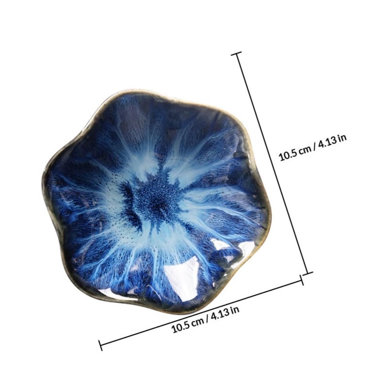 3 Ceramic Gradient Blue Sauce Dipping Plates Set Lotus Leaf Shape Appetizer Dishes - Image 3