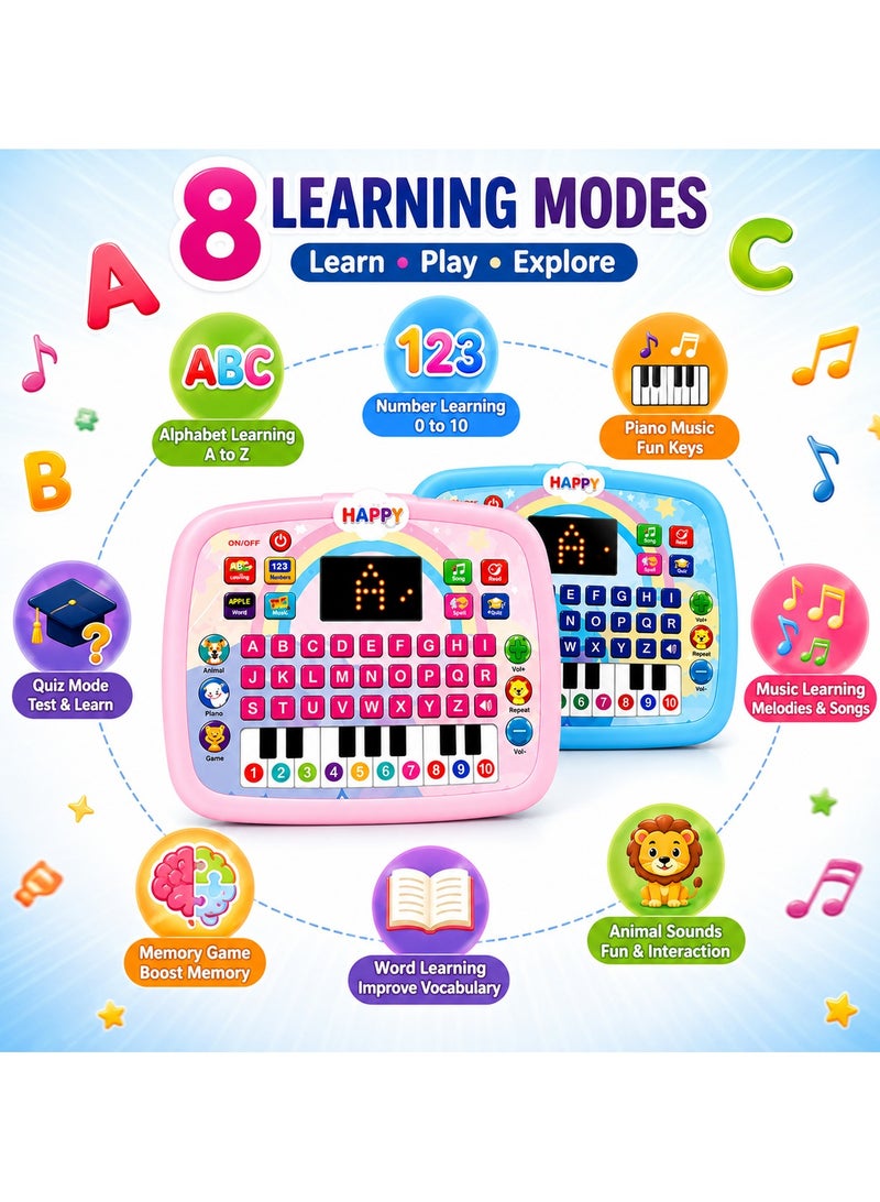 CHEEMAISTIC Kids Learning Tablet with LED Screen, Interactive Educational Toy Teaching Alphabet, Numbers, Words, Music & Math, Montessori Electronic Learning Pad for Toddlers Boys & Girls Age 3-6 Years, Assorted Colors - Image 2