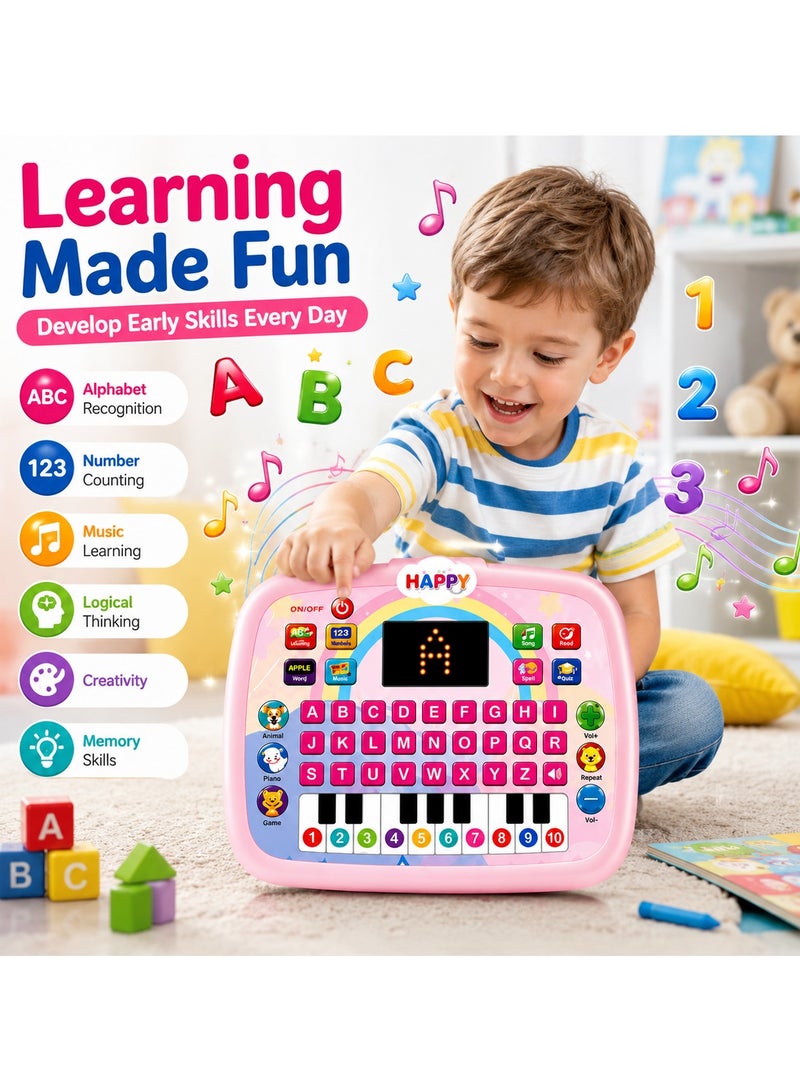 CHEEMAISTIC Kids Learning Tablet with LED Screen, Interactive Educational Toy Teaching Alphabet, Numbers, Words, Music & Math, Montessori Electronic Learning Pad for Toddlers Boys & Girls Age 3-6 Years, Assorted Colors - Image 3