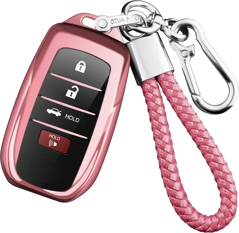 Nan Toyota Key Fob Cover with Keychain - Rose Pink - Image 1