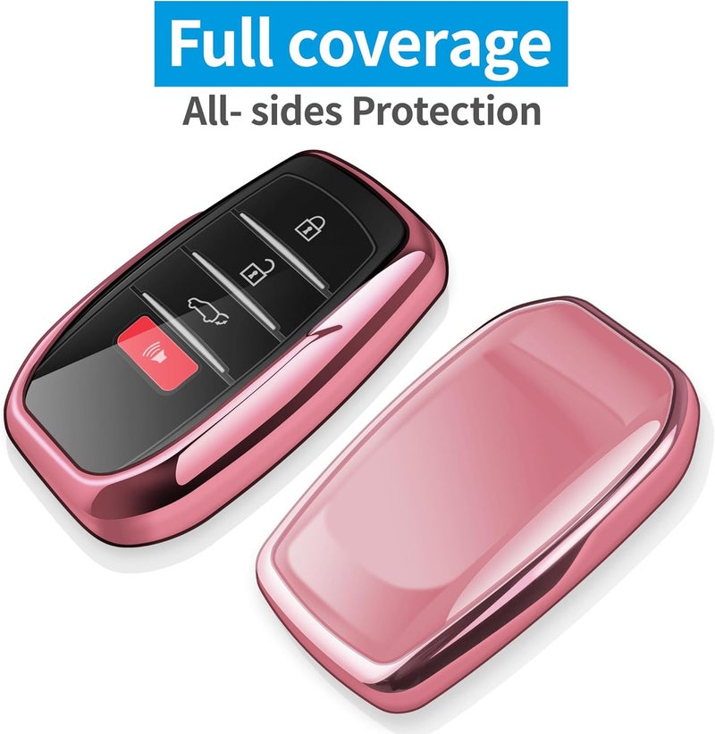 Nan Toyota Key Fob Cover with Keychain - Rose Pink - Image 3