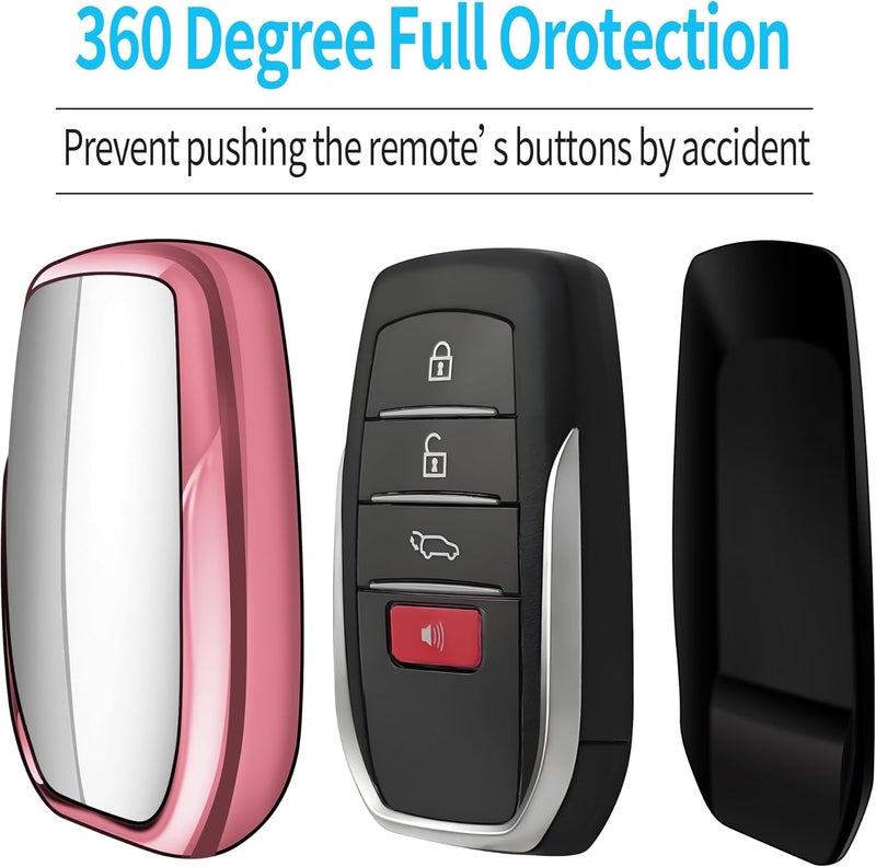 Nan Toyota Key Fob Cover with Keychain - Rose Pink - Image 4