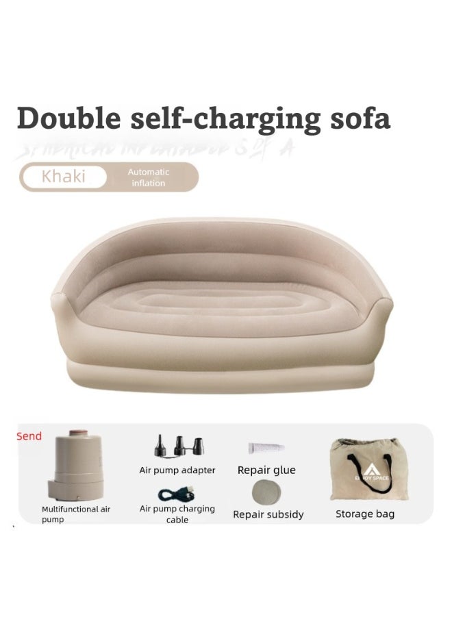 FLYROAD - Automatic Inflatable Sofa, Inflatable Couch with Built-in Air Pump, Camping Inflatable Chair, Portable 2 Seaters Blow Up Sofa for Outdoor Party, Easy to Storage, Adult Sizes, Fast Inflation - Image 1