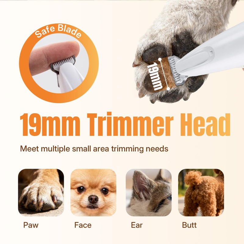 Mcbazel Pet Hair Trimmer with LED Light, Dog Clipper, Quiet Paw Trimmer for Dogs, Electric Rechargeable Dog Clipper, Paw Hair Trimmer for Dogs, Cats, Paws/Ears/Face - Image 3