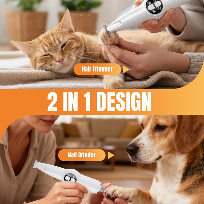 Mcbazel Pet Hair Trimmer with LED Light, Dog Clipper, Quiet Paw Trimmer for Dogs, Electric Rechargeable Dog Clipper, Paw Hair Trimmer for Dogs, Cats, Paws/Ears/Face - Image 2