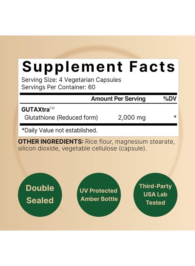 NatureBell Glutathione GUTAXtra Ultra Pure and Bioavailable, 240 Vegetarian Capsules - Image 2