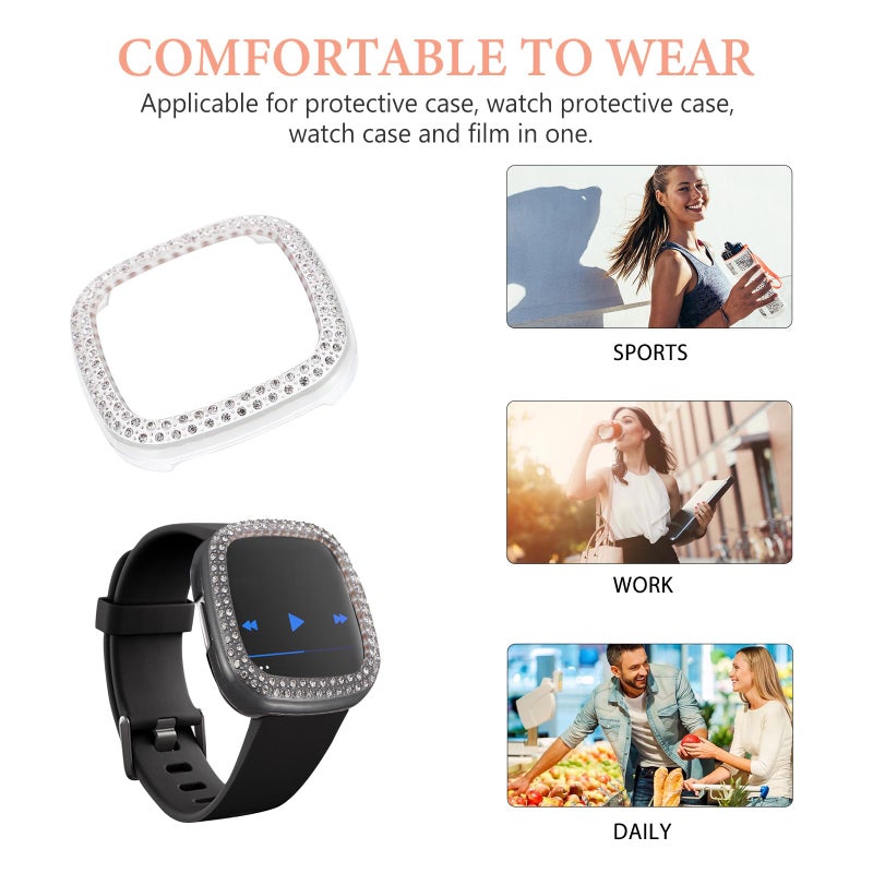 Dual Row Diamond Frame Protective Bumper Cover for Smartwatch Series 3 Sense Models - Image 4