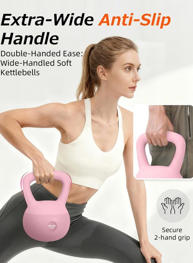 DILANL Soft Kettlebell, Safe Strength Training Kettle bell, Cushioned Impact-Resistant Base and Anti-Slip Grip Weight, Kettlebells Set for Home Workouts and Men/Women/ Beginners,With Non-slip Gloves (Pink - Image 4