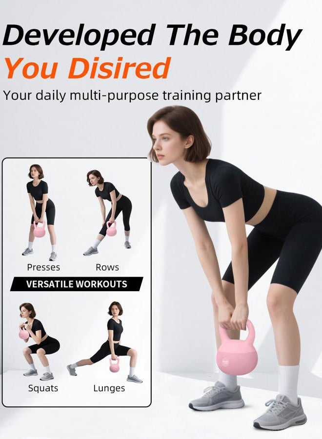 DILANL Soft Kettlebell, Safe Strength Training Kettle bell, Cushioned Impact-Resistant Base and Anti-Slip Grip Weight, Kettlebells Set for Home Workouts and Men/Women/ Beginners,With Non-slip Gloves (Pink - Image 5