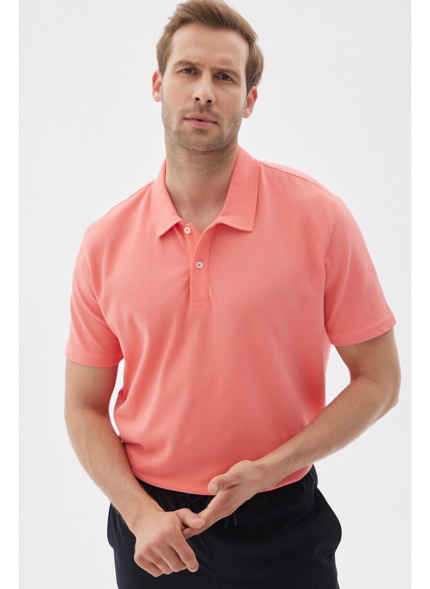 Odelon - Men's Basic Polo Neck T-Shirt (Regular Fit) Pomegranate Flower - Image 1