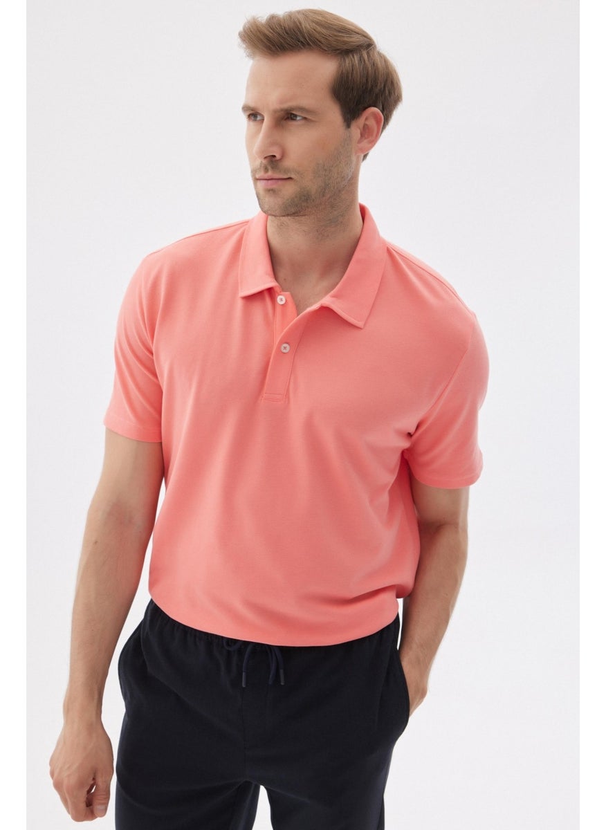 Odelon - Men's Basic Polo Neck T-Shirt (Regular Fit) Pomegranate Flower - Image 1