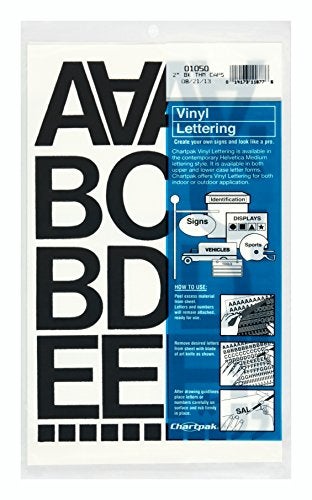 Chartpak SelfAdhesive Vinyl Capital Letters and Numbers 2 Inches High Black 77 per Pack 01050