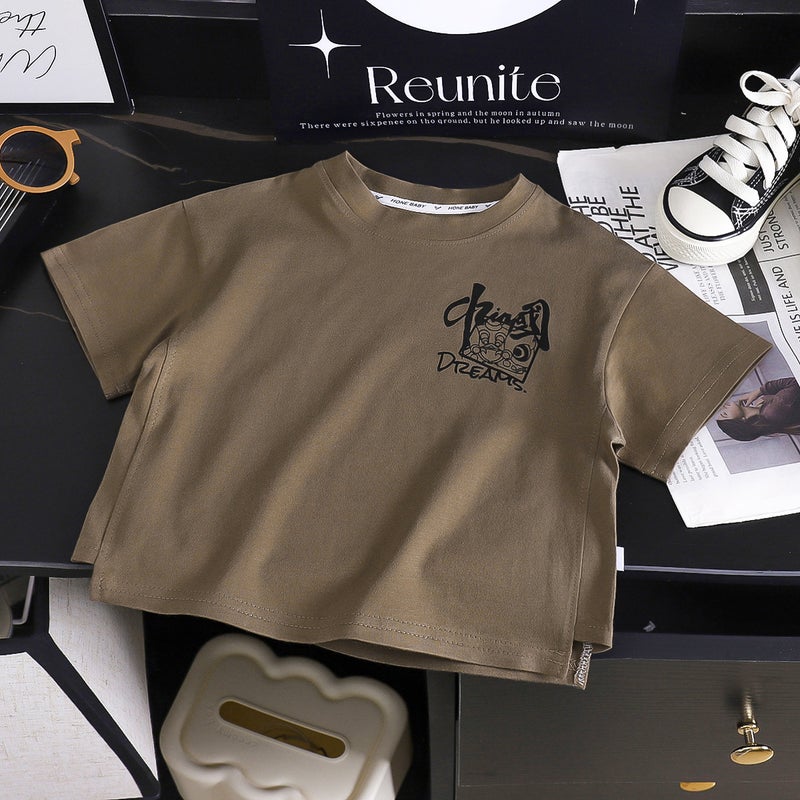New Chinese Style National Style Baby'S Top Children'S Wear T-Shirt Western Style Half Sleeve Printed Slip Shoulder Children'S T-Shirt New Summer Short Sleeve - Image 5