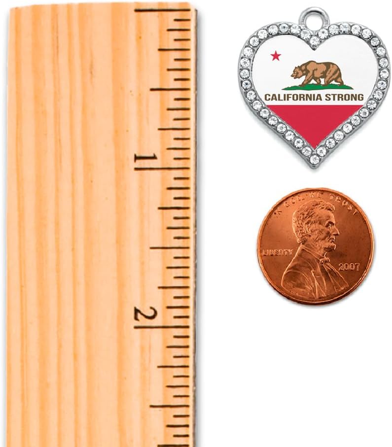 Inspired Silver - California Strong Flag - Silver Christmas Ornament - Open Heart Charm Christmas Tree Ornament with Cubic Zirconia - Holiday Hanging Decoration - Image 1