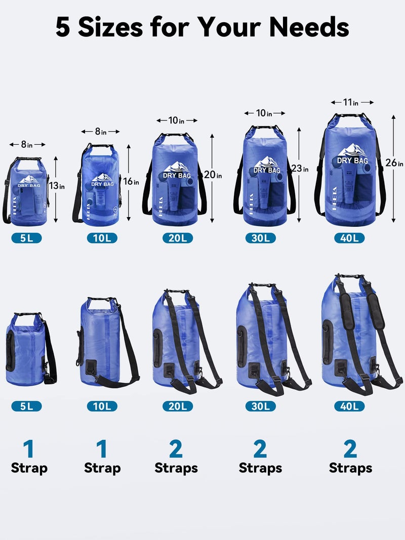 HEETA Dry Bag Waterproof for Women Men, Roll Top Lightweight Dry Storage Bag Backpack with Phone Case for Travel Swimming Boating Kayaking Paddle Board Camping Beach Accessories (Bluish Violet, 5L) - Image 2