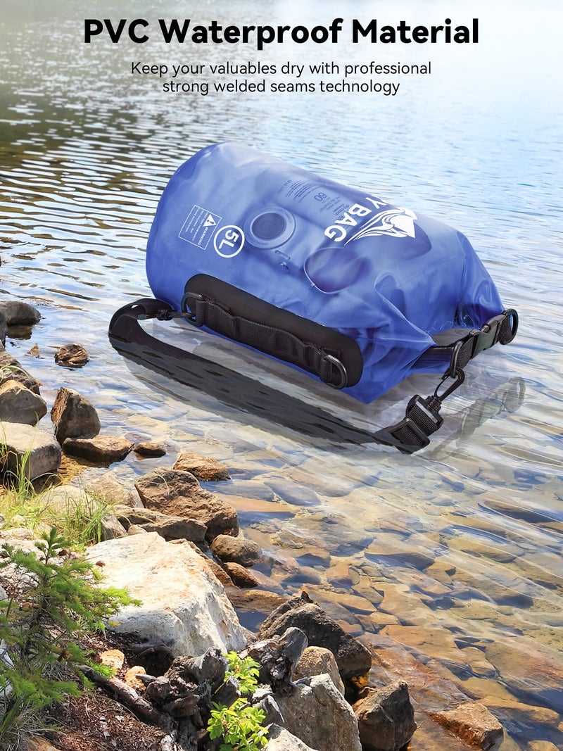 HEETA Dry Bag Waterproof for Women Men, Roll Top Lightweight Dry Storage Bag Backpack with Phone Case for Travel Swimming Boating Kayaking Paddle Board Camping Beach Accessories (Bluish Violet, 5L) - Image 3