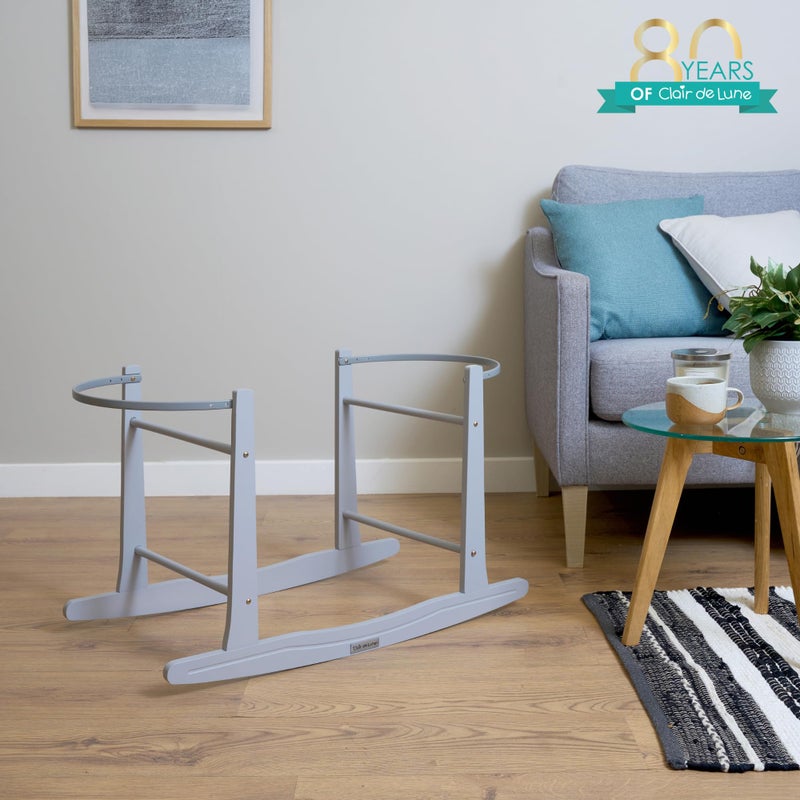 Clair de Lune Rocking Moses Basket Stand - Grey - Image 2