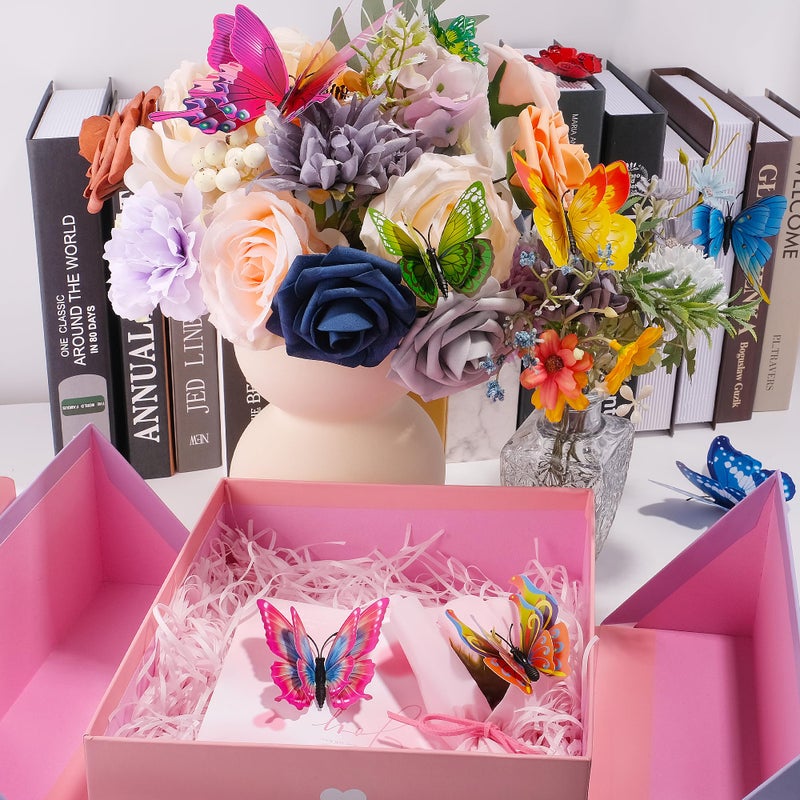 SAOROPEB 3D Butterfly Wall Decor  48 Pcs Double Layer Butterfly Decorations for Party Decorations Locker Decor Refrigerator Decal  Reusable (Colorful) - Image 5