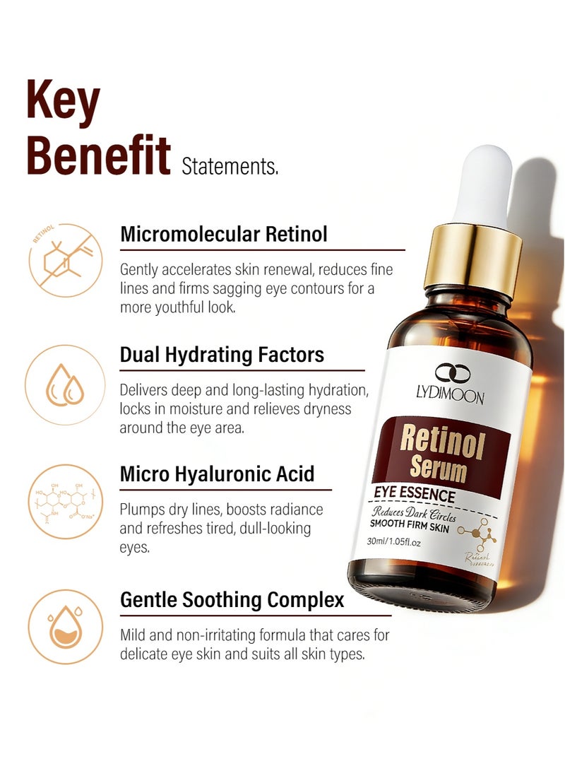 LYDIMOON Retinol Eye Serum, Fade Fine Lines, Firm & Moisturize Repair 30ml - Image 2