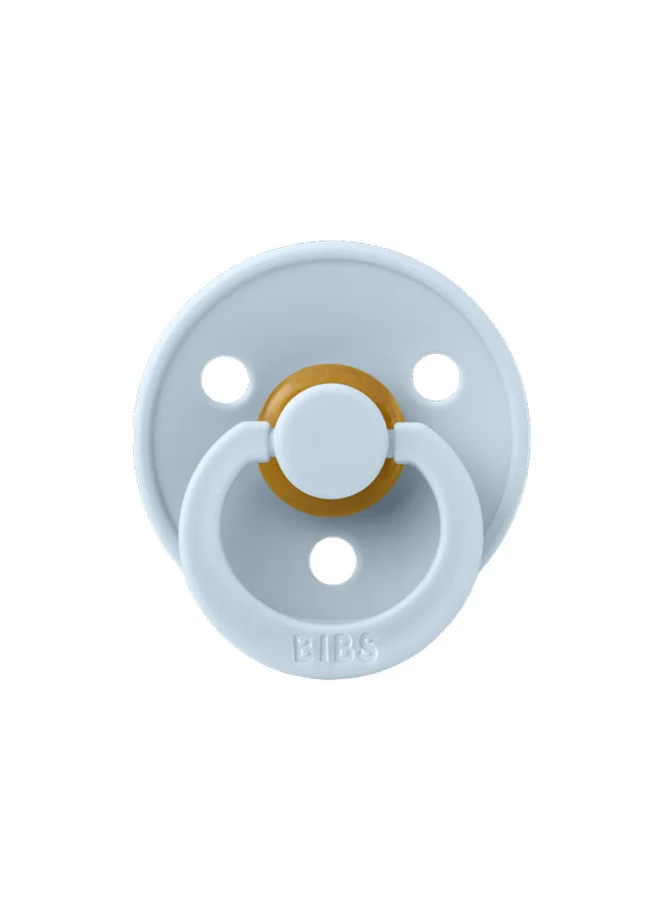 BIBS Pack of 2 Colour Symmetrical Soother Bpa Free Dummy Pacifier, Symmetrical . Natural Rubber Latex, Made In Denmark. 0 - 6 Months (Pack of 2), Iron/Baby Blue