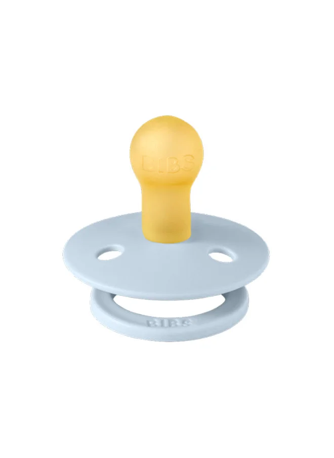 BIBS Pack of 2 Colour Symmetrical Soother Bpa Free Dummy Pacifier, Symmetrical . Natural Rubber Latex, Made In Denmark. 0 - 6 Months (Pack of 2), Iron/Baby Blue