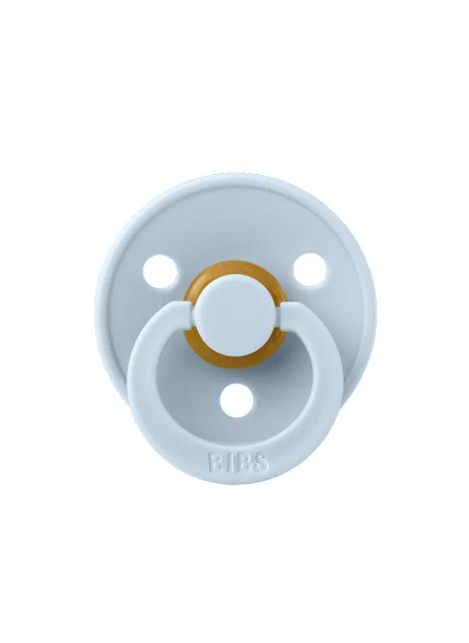 BIBS Pack of 2 Colour Symmetrical Soother Bpa Free Dummy Pacifier, Symmetrical . Natural Rubber Latex, Made In Denmark. 0 - 6 Months (Pack of 2), Iron/Baby Blue