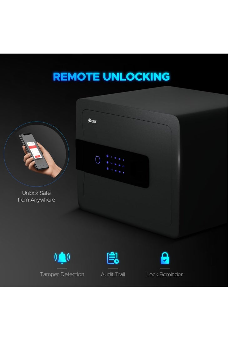 Ozone Ozone 30L Wi-Fi Enabled Safe Locker with 4-in-1 Unlocking (Fingerprint, Password, Mobile App, Emergency Key) - Alloy Steel  - Image 1