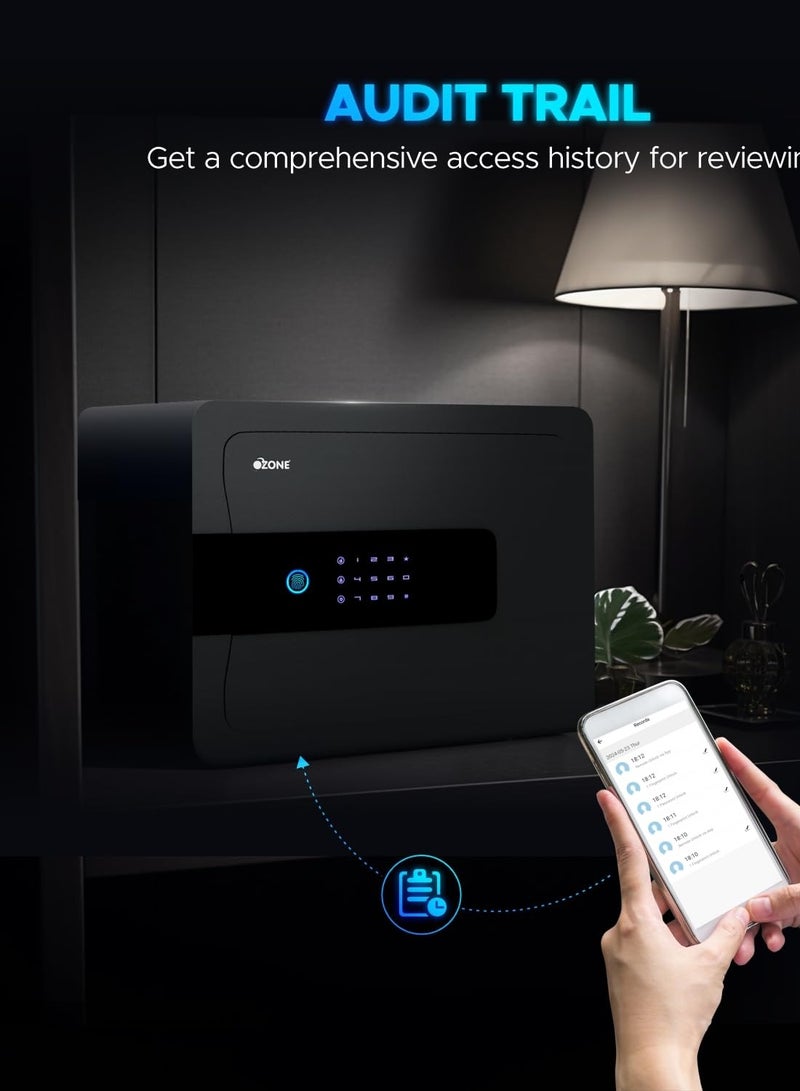 Ozone Ozone 30L Wi-Fi Enabled Safe Locker with 4-in-1 Unlocking (Fingerprint, Password, Mobile App, Emergency Key) - Alloy Steel  - Image 3