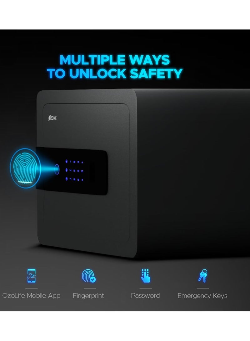 Ozone Ozone 30L Wi-Fi Enabled Safe Locker with 4-in-1 Unlocking (Fingerprint, Password, Mobile App, Emergency Key) - Alloy Steel  - Image 4