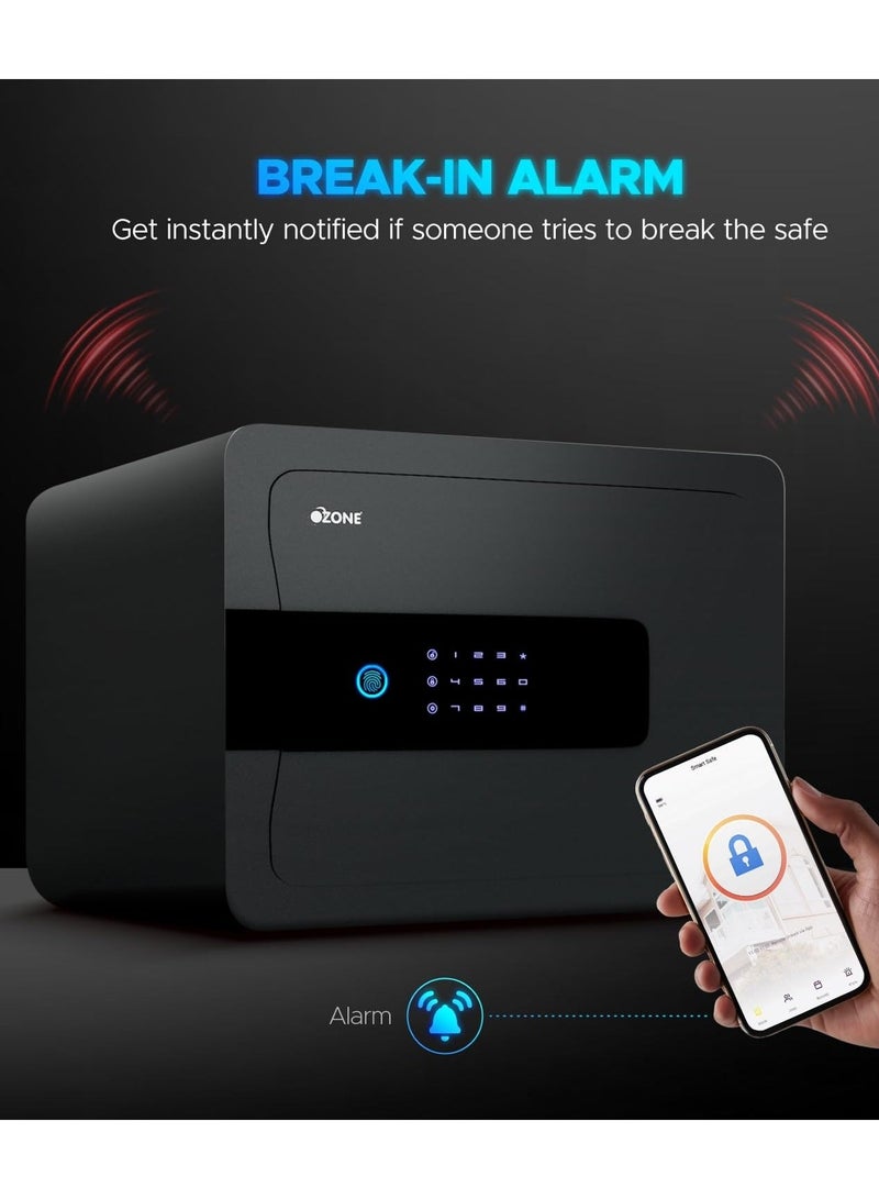 Ozone 30L Wi-Fi Enabled Safe Locker with 4-in-1 Unlocking (Fingerprint, Password, Mobile App, Emergency Key) - Alloy Steel - Image 3