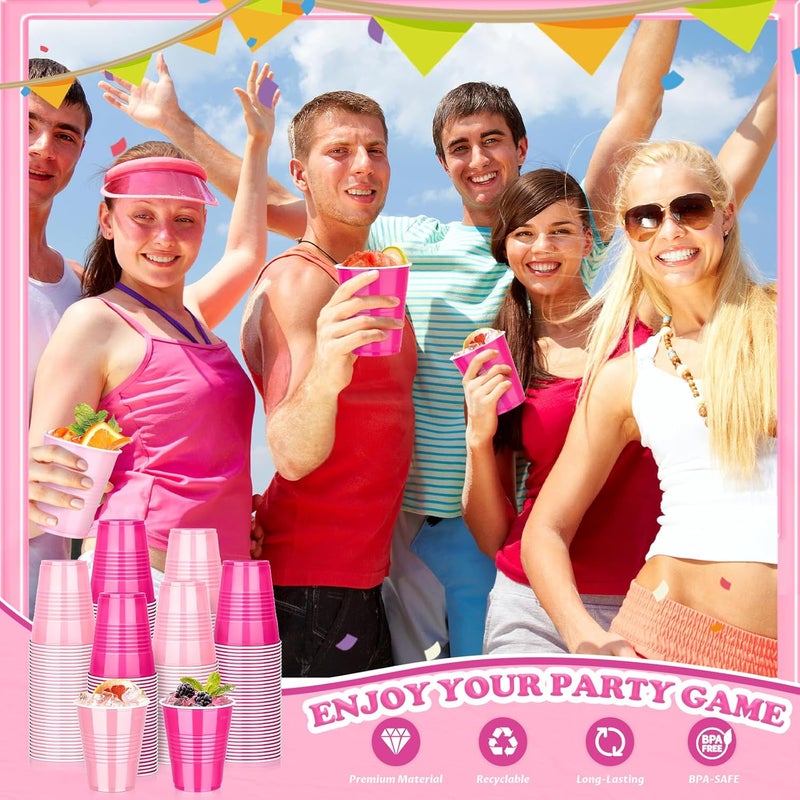 KesaPlan 100 PCS 12 OZ Plastic Cups Party Cups Light Pink and Hot Pink Cups Disposable Drinking Cup Bulk For Bachelor Party Christmas Graduation Wedding Birthday Halloween Picnic Festive Celebrations - Image 5