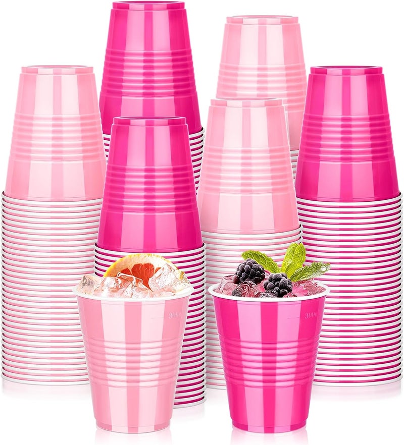 KesaPlan 100 PCS 12 OZ Plastic Cups Party Cups Light Pink and Hot Pink Cups Disposable Drinking Cup Bulk For Bachelor Party Christmas Graduation Wedding Birthday Halloween Picnic Festive Celebrations - Image 1