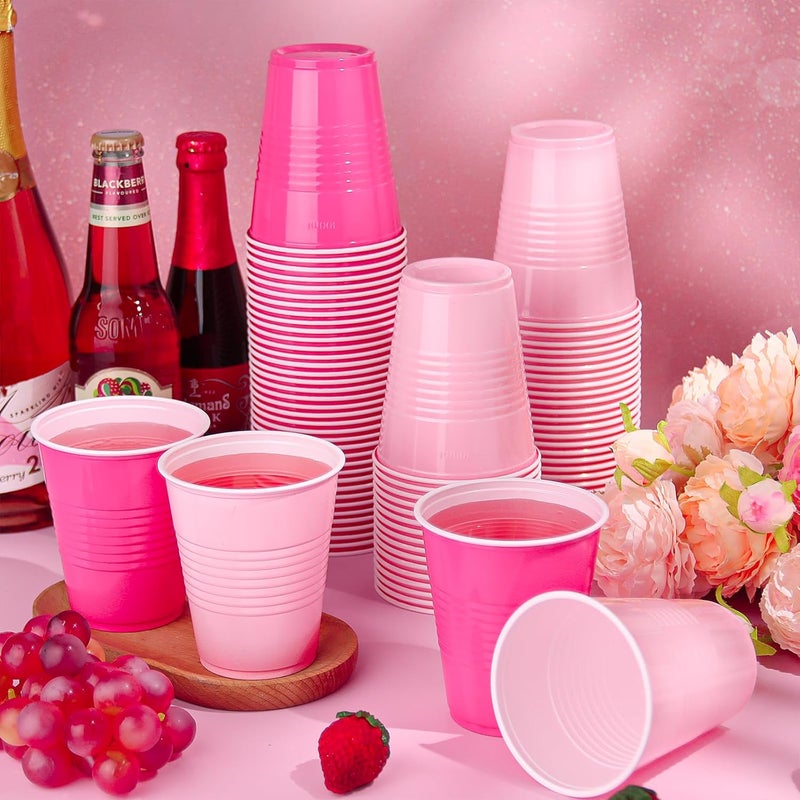 KesaPlan 100 PCS 12 OZ Plastic Cups Party Cups Light Pink and Hot Pink Cups Disposable Drinking Cup Bulk For Bachelor Party Christmas Graduation Wedding Birthday Halloween Picnic Festive Celebrations - Image 3