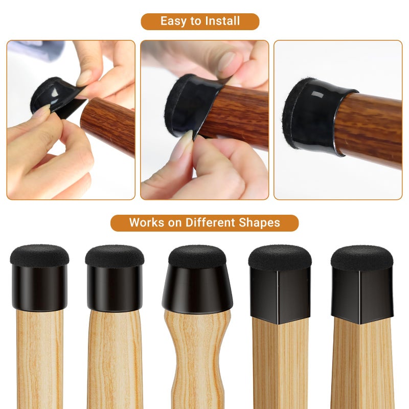 Meldel 24 PCS Silicone Chair Leg Floor Protectors Extra Small(0.6"-0.8") Rubber Felt Furniture Pads Chair Legs Caps/Covers for Hardwood Floors, Tile from Scratches & Reduce Noise - Round, Black - Image 5