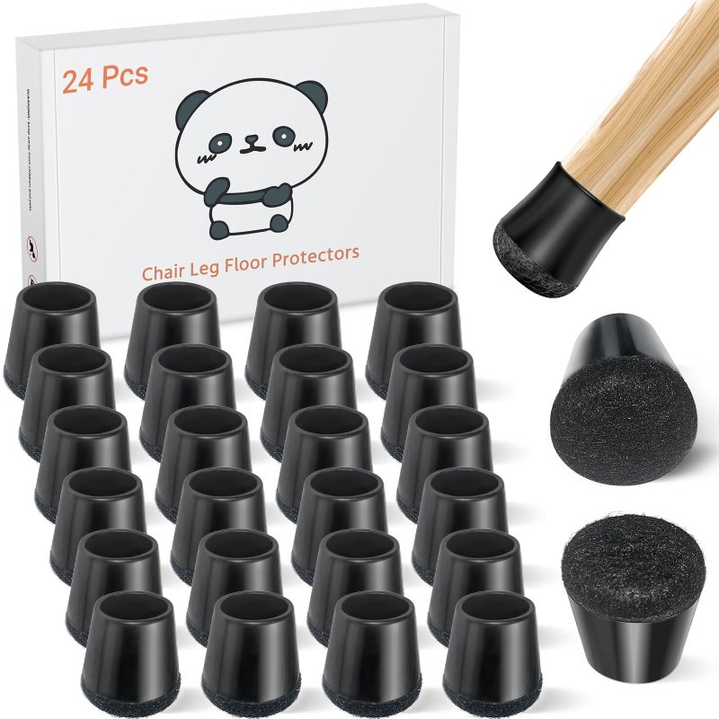 Meldel 24 PCS Silicone Chair Leg Floor Protectors Extra Small(0.6"-0.8") Rubber Felt Furniture Pads Chair Legs Caps/Covers for Hardwood Floors, Tile from Scratches & Reduce Noise - Round, Black - Image 1