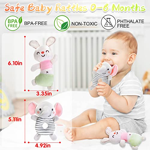 FPVERA Baby Rattles 0-6 Months: Soft Rattle Toys for Newborns, Plush Stuffed Animal Rattle for Infants, Toddlers Boys Girls Shower Gift - Image 4