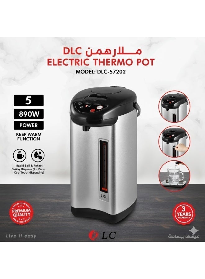 LC Electric Thermo Pot 5L Stainless Steel Hot Water Boiler – 890W, 3-Way Dispense (Air Pressure, Electric Pump, Cup Touch), Re-Boil & Dechlorinate Function, Auto Shut-Off - Image 5