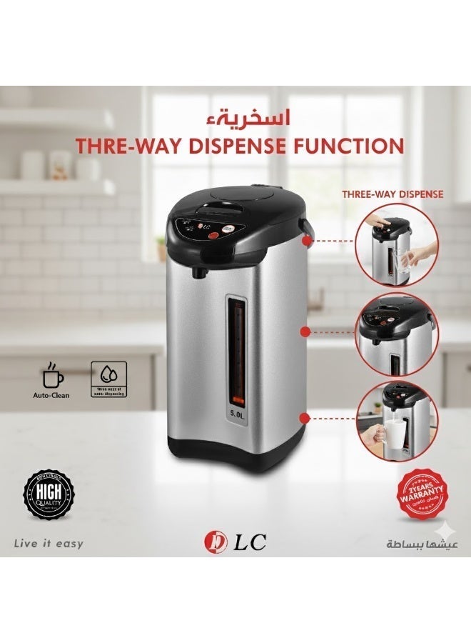LC Electric Thermo Pot 5L Stainless Steel Hot Water Boiler – 890W, 3-Way Dispense (Air Pressure, Electric Pump, Cup Touch), Re-Boil & Dechlorinate Function, Auto Shut-Off - Image 4